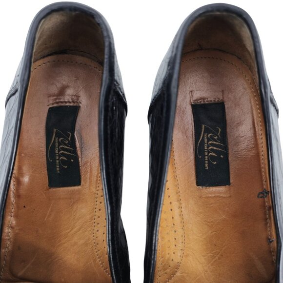 Zelli Tuscany Exotic Black Caiman Crocodile Dress Shoes Men 9 Penny Loafer Italy main image 9